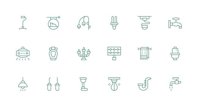 Fixture including 18 Minimal Line Illustrations Clear and Concise Icon Set Collection vector