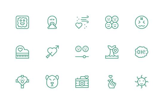 Emotion Visual Pack containing 15 Regular Line Icons Multi-Style Icons for Creative Projects vector