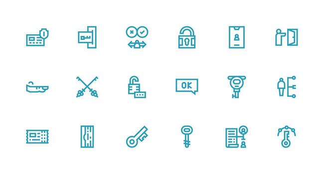 fuerte carrera línea íconos desde permiso conjunto con 18 vectores rápido acceso íconos para ui desarrollo