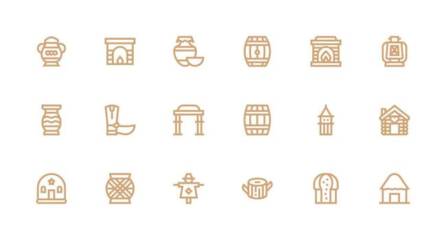 Strong Stroke Line Style Rustic Icons with 18 Vectors Pixel Perfect Icons for Modern Apps