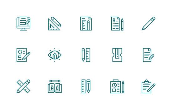 15 regular línea íconos para lápiz gráficos interfaz íconos para diario utilizar vector
