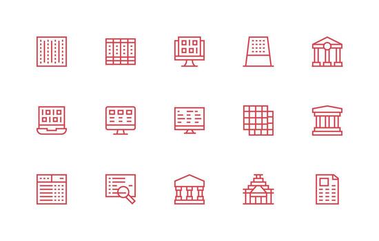 regular línea estilo columnas íconos con 15 vectores aplicación icono paquete