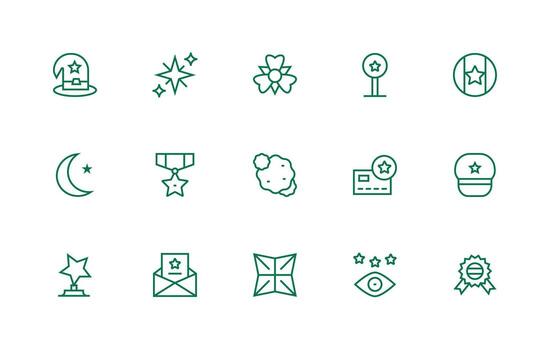 estrella conjunto con 15 regular línea íconos multi-estilo íconos para creativo proyectos vector