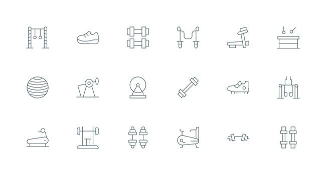 Minimal Line Style Exercise Equipment Icons with 18 Vectors Essential Icon Set for Teams