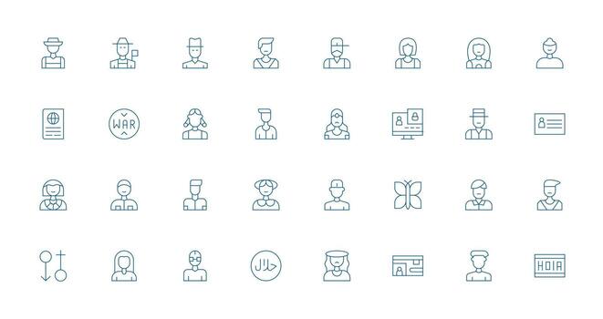 Identity Design Icons featuring 32 in Thin Line Style Professional Icon Set vector