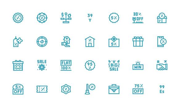 28 Icons for Deal in Bold Line Format Complete Icon Set for Mobile Apps vector