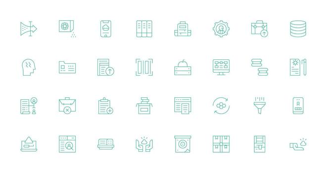 Data Management Icon Set with 32 Thin Line Graphics Web and App Icon Pack Collection vector