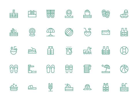 35 Regular Clean Line Vectors for Pool Theme Functional Icon Series