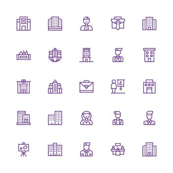 Medium Stroke Outline Style Corporate Icons with 25 Vectors Clean Set for Layout Prototypes