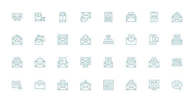 32 Delgado línea diseños para bandeja de entrada íconos escalable icono paquete vector