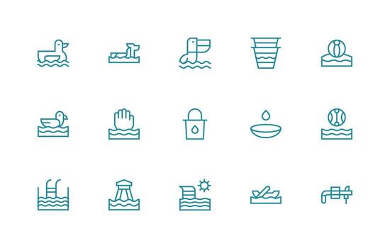 Regular Line Style Splash Icons with 15 Vectors Organized Icon Pack for Quick Access