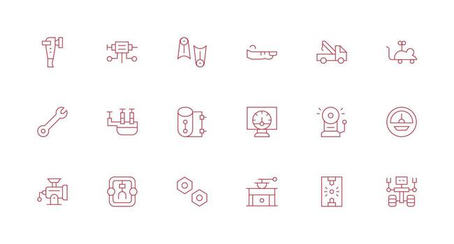 Mechanical Visual Pack containing 18 Minimal Line Icons Essential Icon Set for Teams vector