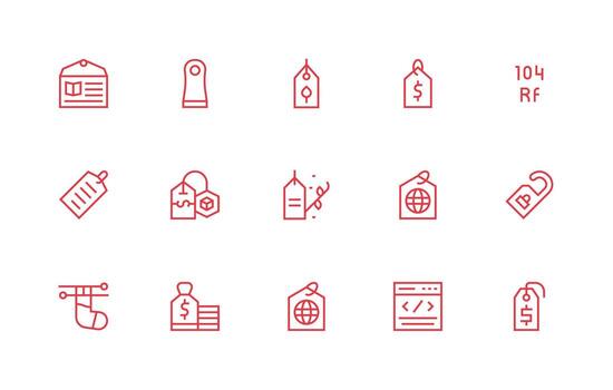 15 Regular Line Icons for Tag Graphics Clean Icon Collection for Web Use vector