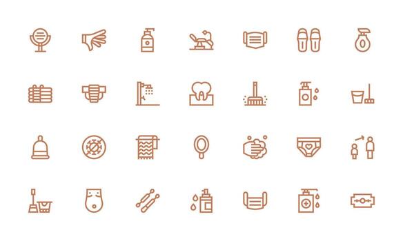 28 Bold Line Vectors for Hygiene Theme Minimal Icon Set for Interface Projects