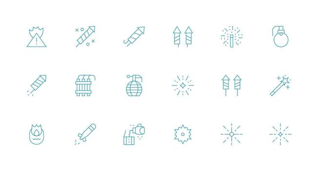 18 Minimal Line Icons for Explosion Graphics Multi-Style Icon Collection vector