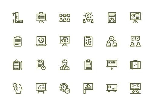 proyecto conjunto con 24 grueso línea línea íconos interfaz icono colección vector