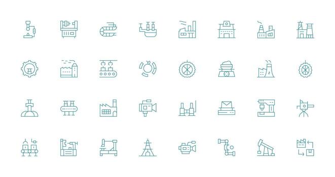 32 Thin Line Icons for Production Graphics Well-Structured Icons for Creative Use vector