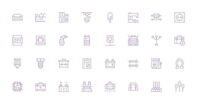 Electrical Icon Set with 32 Thin Line Graphics Clear and Concise Icon Set Collection vector