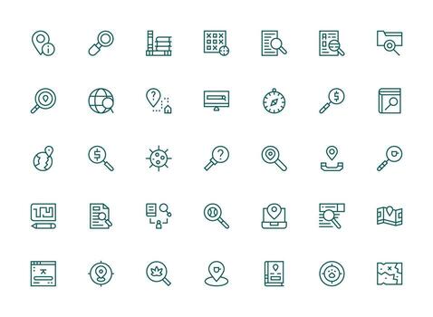 Find Visual Pack containing 35 Regular Clean Line Icons Versatile Icon Collection for Designers vector