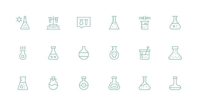 18 Minimal Line Style Icons from Beaker Collection Style Icon Set vector