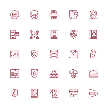 25 Icons for Data Security in Medium Stroke Outline Format Responsive Icon Set for Flexible Layouts vector