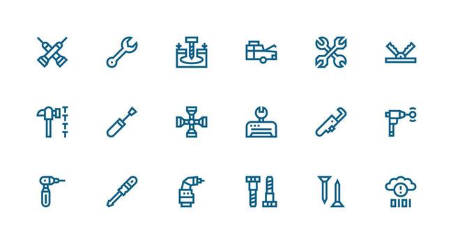 Fixing featuring 18 Icons in Strong Stroke Line Design UI-Ready Icon Collection vector
