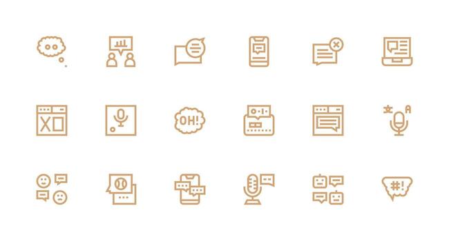 Dialog Design Icons featuring 18 in Strong Stroke Line Style Layout Icon Collection vector