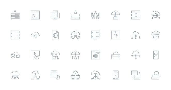 Thin Line Icons from Hosting Set with 32 Vectors Compact Icon Pack