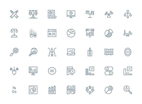 Regular Clean Line Icons from Comparison Set with 35 Vectors Minimal Icon Pack