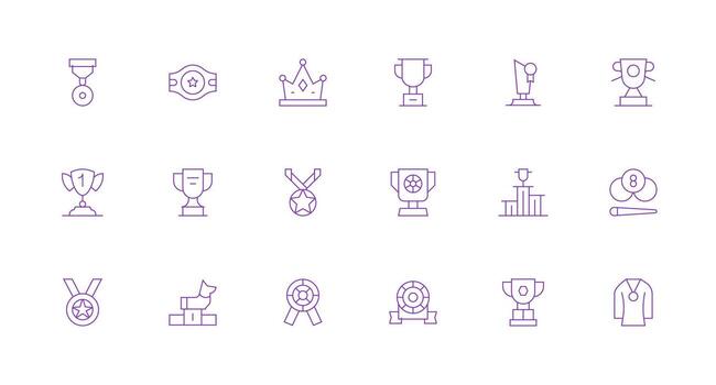 Winner Icon Set with 18 Minimal Line Graphics Lightweight Icon Series for Fast Prototypes vector