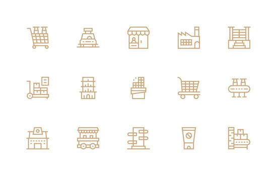 Products Design Icons featuring 15 in Regular Line Style Clean Icon Collection for Web Use vector