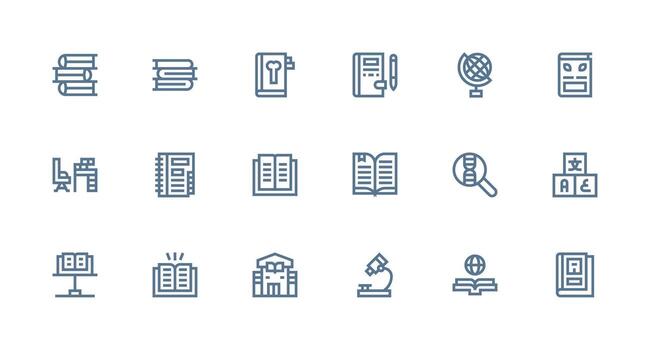 Strong Stroke Line Icons from Study Set with 18 Vectors Digital Product Icons for Fast Delivery