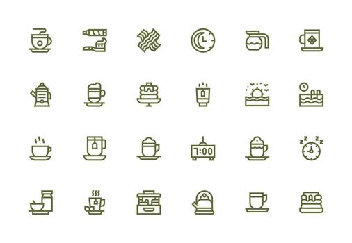 grueso línea línea íconos desde Mañana conjunto con 24 vectores equilibrado icono conjunto para funcional diseño