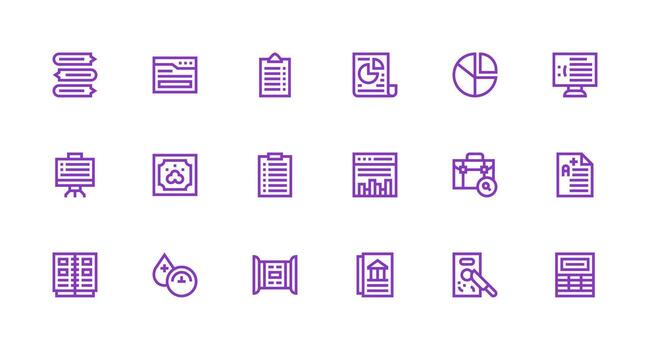 18 reporte íconos en fuerte carrera línea estético equilibrado icono conjunto para funcional diseño vector