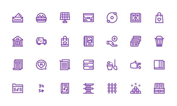 Collection Visual Pack containing 28 Bold Line Icons Sharp Icons for Presentations vector