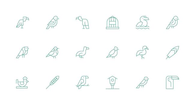 Avian Set with 18 Minimal Line Icons User Interface Icons for Digital Products vector