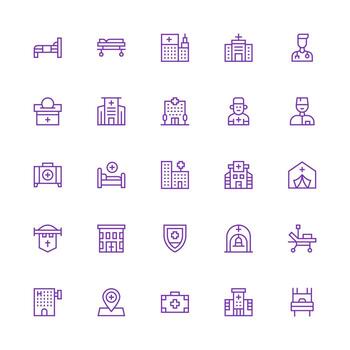 Ambulance Set with 25 Medium Stroke Outline Icons Neatly Designed Icons for Web Platforms vector