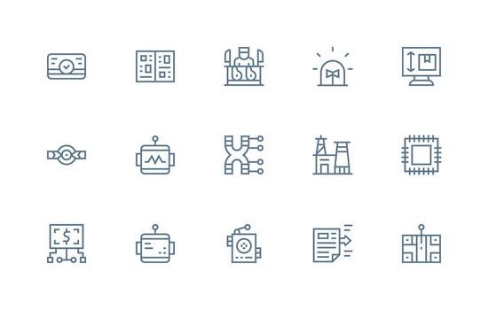 Processing Icon Collection with 15 Regular Line Designs Outline Icon Pack vector