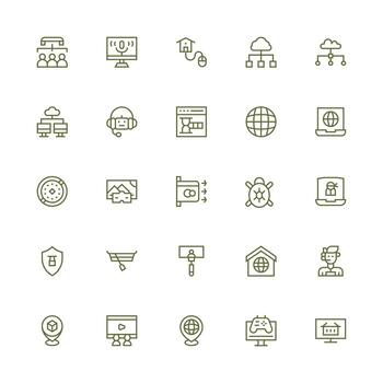 medio carrera contorno íconos desde virtual conjunto con 25 vectores diseño icono paquete