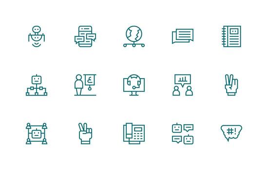 Communication Set with 15 Regular Line Icons Icons Built for Visual Consistency Pack vector