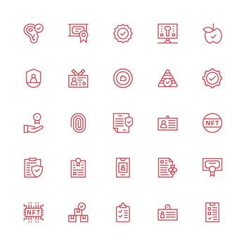 Medium Stroke Outline Style Verification Icons with 25 Vectors UI and UX Focused Icon Collection