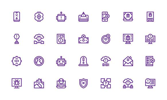 negrita línea íconos desde error conjunto con 28 vectores universal icono paquete