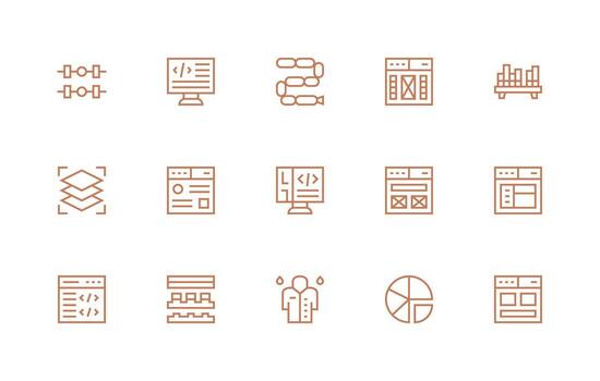 Elements Icon Set with 15 Regular Line Graphics Web Icon Collection vector
