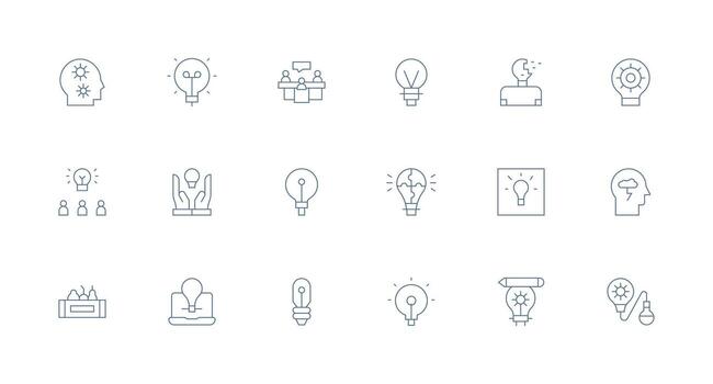 18 mínimo línea íconos para lluvia de ideas gráficos icono paquete vector