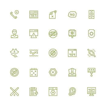 Medium Stroke Outline Style Unavailable Icons with 25 Vectors Functional Icon Series