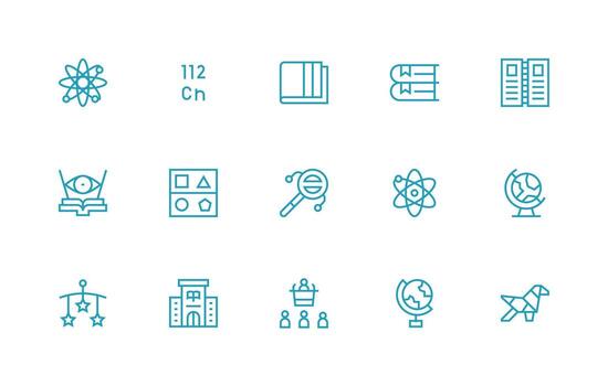 Educational Design Icons featuring 15 in Regular Line Style Web and App Icon Pack Collection vector