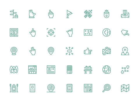 Navigation featuring 35 Icons in Regular Clean Line Design Glyph Icon Series vector