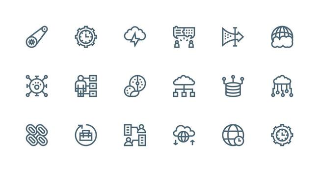 Synchronization Visual Pack containing 18 Strong Stroke Line Icons Scalable Icons for All Themes vector