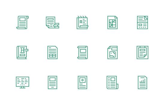 15 sobresalir íconos en regular línea estético tablero icono serie vector