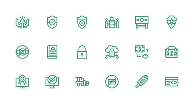 18 Strong Stroke Line Style Icons from Secure Collection Versatile Icon Collection for Designers vector